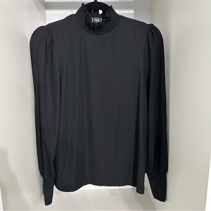 Black Button Sleeve Blouse